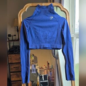Blue Long-Sleeve Athletic Top Turtle Neck Gym SharkSOLD!!